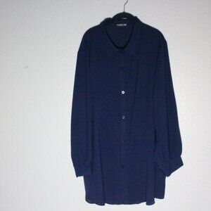 Shein Navy Blue High-Low Button Front Blouse – Plus 3XL